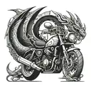A unique blackwork tattoo of a motorcycle transforming into a dragon, symbolizing the client's adventurous spirit and love for motorcycles tattoo design idea