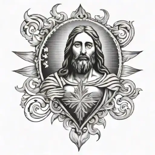 sacred heart of jesus christ tattoo design idea