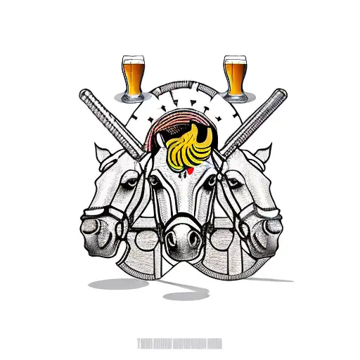 trojan horse with beer  tattoo design idea