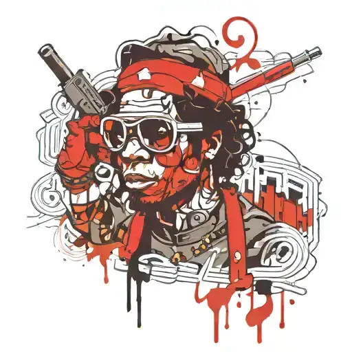 Dope from Snow white but hes a thug and has Eazy E glasses, a glock and hes sagging tattoo design idea