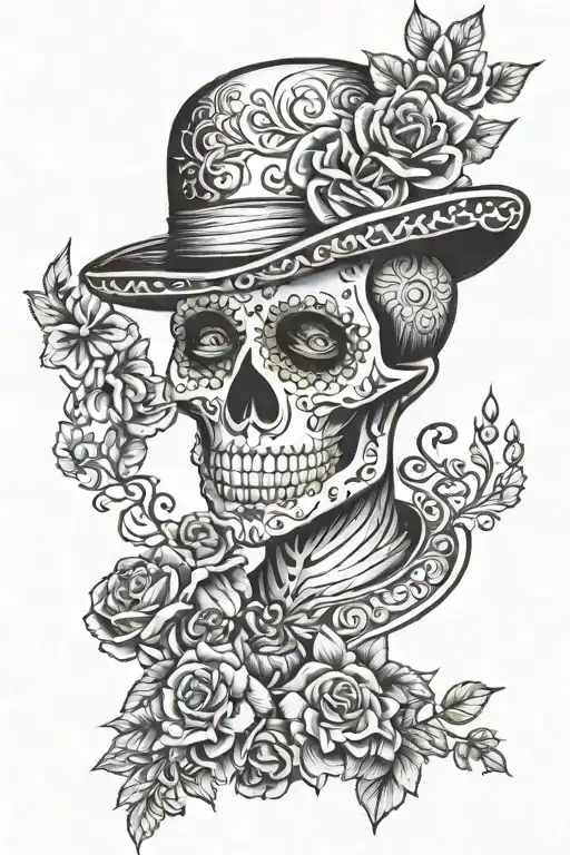 Day of the Dead over the hand tattoo design idea