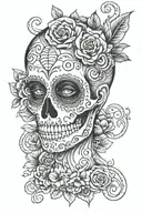 Day of the Dead over the hand tattoo design idea