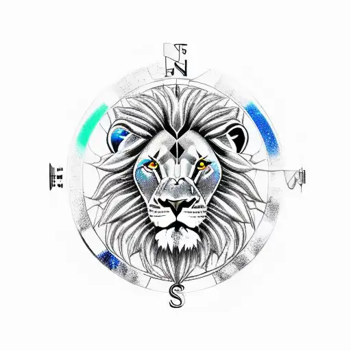 LION, FENIX, COMPASS tattoo design idea