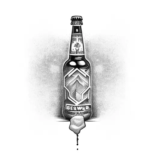 A beer bottle morphing into a towering glacier tattoo design idea