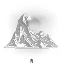 A beer bottle morphing into a towering glacier tattoo design idea