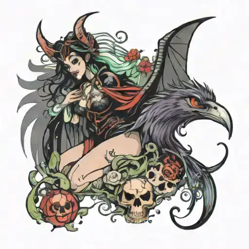 morrigan god of death tattoo design idea