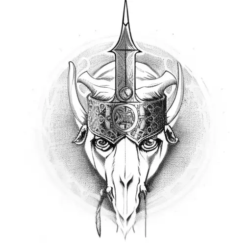 knight templar with goat head tattoo design idea