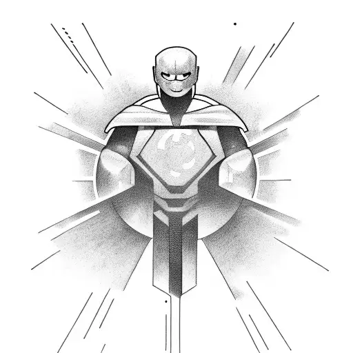 Superhero standing in front of an eclipse tattoo design idea