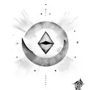 V shape tatoo, with sun, moon, eclipse tattoo design idea