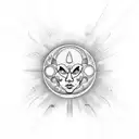 V shape tatoo, with sun, moon, eclipse tattoo design idea