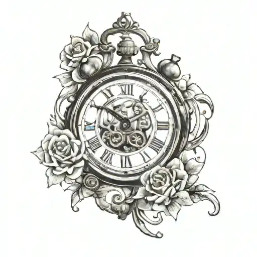 clock showing time 14:40 tattoo design idea