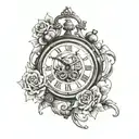 clock showing time 14:40 tattoo design idea