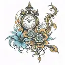 clock showing time 14:40 tattoo design idea