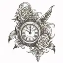 clock showing time 14:40 tattoo design idea