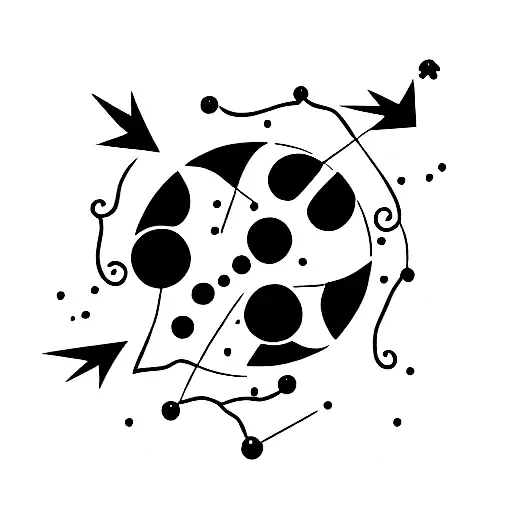 ladybug with aquarius constellation  tattoo design idea