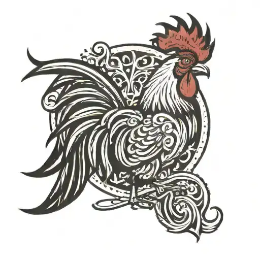 boxing rooster standing proudly tattoo design idea