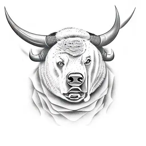 bull bear fight tattoo design idea