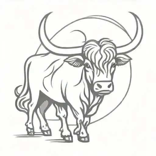 triskele symbol and Scottish highland cow tattoo design idea