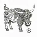 triskele Symbol as thistle and Scottish longhorn highland cow Head  tattoo design idea