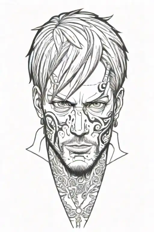 sanji, one piece, no hands, 0 hands, clear face tattoo tattoo design idea