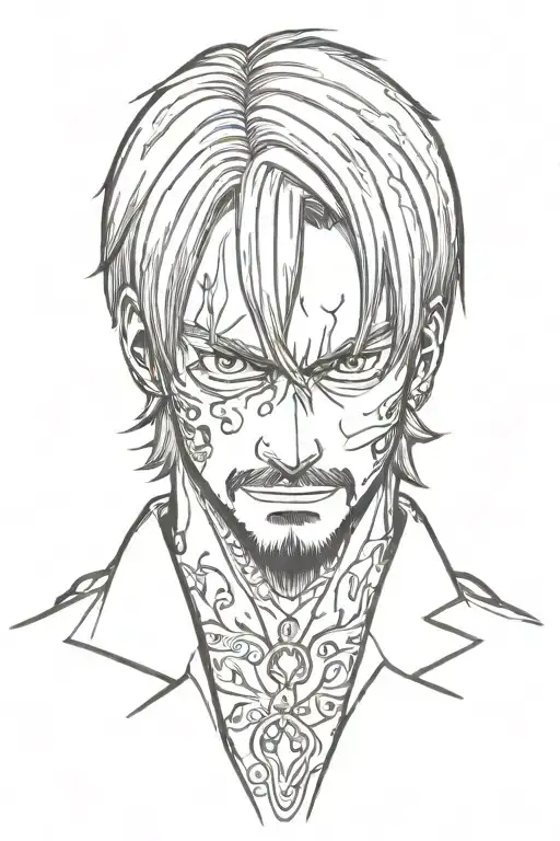 sanji one piece drawn in helltaker style , no hands, 0 hands tattoo design idea