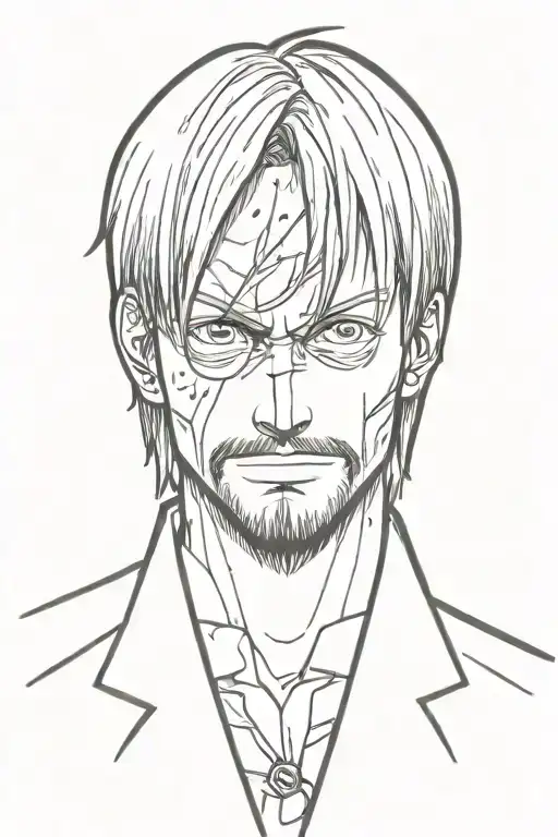 sanji one piece, no hands, 0 hands, nothing on characters face tattoo design idea
