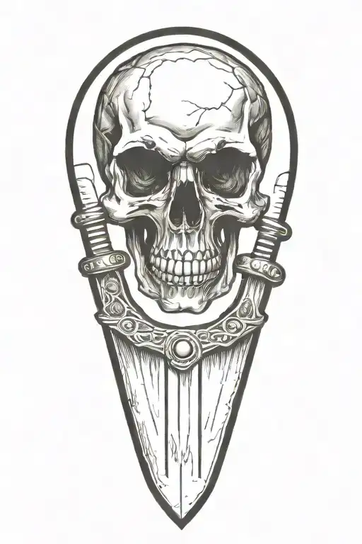 skull and knife tattoo design idea