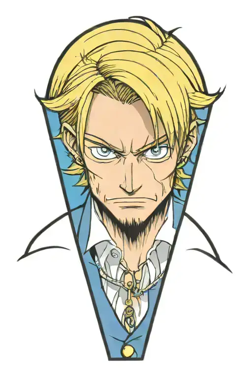 sanji one piece in cartoon style , no hands, 0 hands tattoo design idea