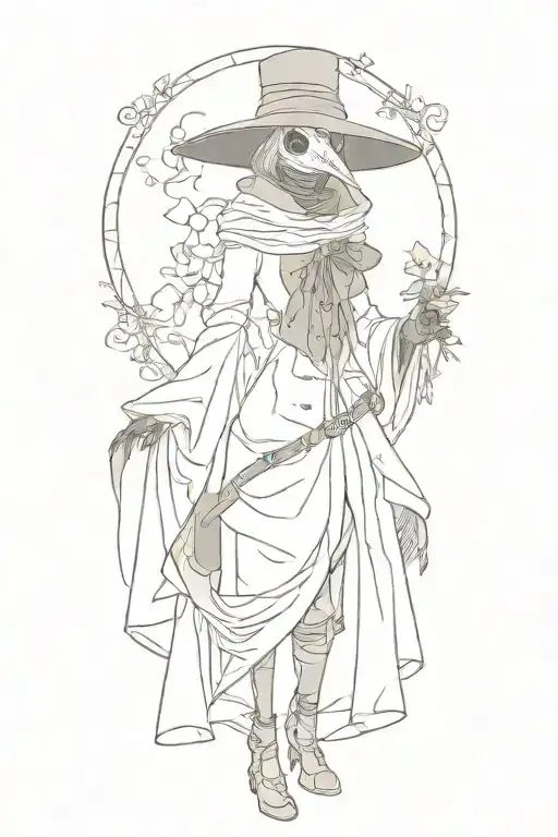 plague doctor female tattoo design idea