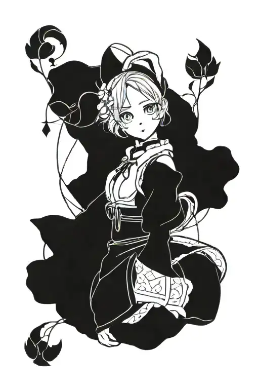 female rem rezero anime character tattoo design idea