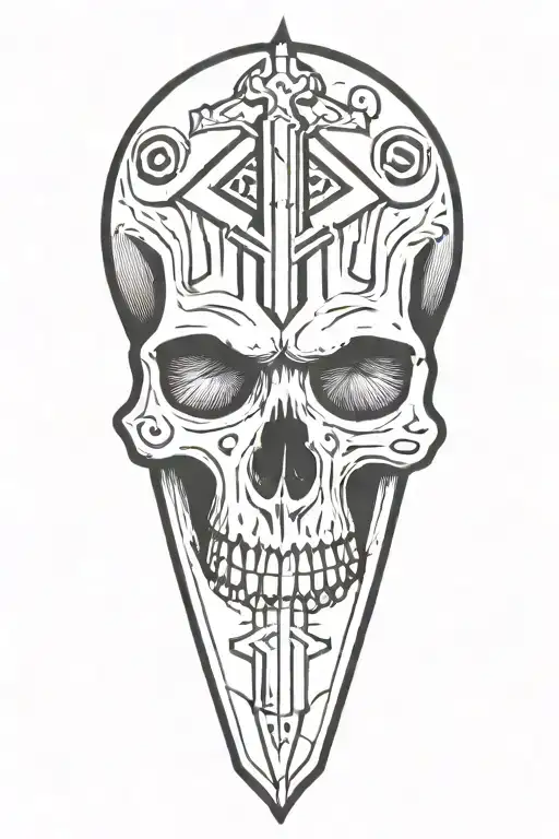 skull and knife tattoo design idea