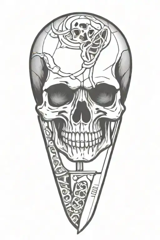 skull and knife tattoo design idea