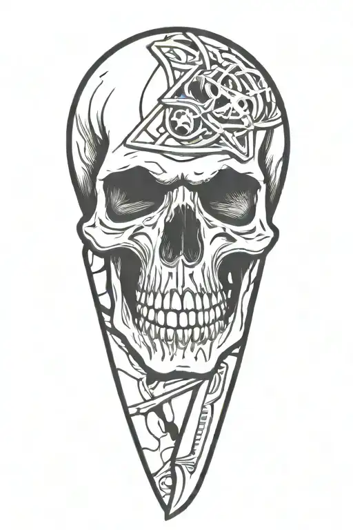 skull and knife tattoo design idea