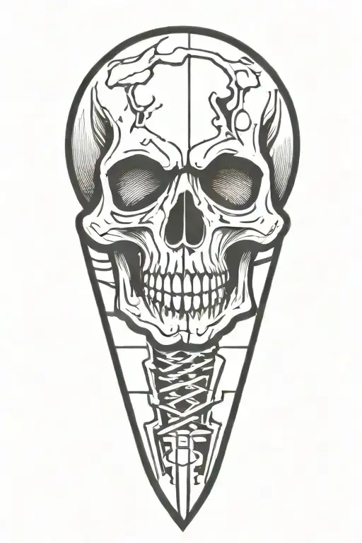 skull and knife tattoo design idea