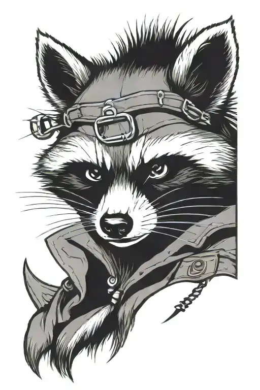 hacker racoon  tattoo design idea