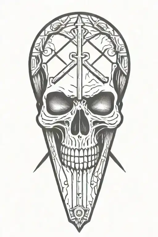 skull and knife tattoo design idea