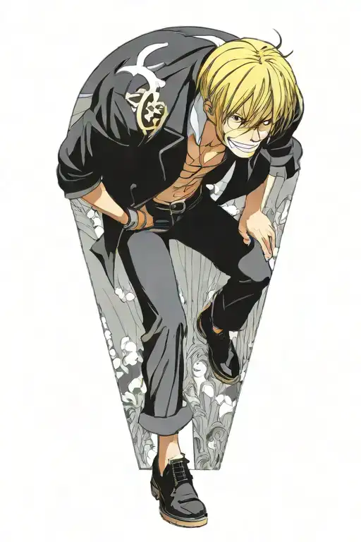 sanji one piece, no hands, 0 hands tattoo design idea