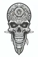 skull and knife tattoo design idea