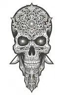 skull and knife tattoo design idea