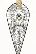 Vinsmoke Sanji in anime one piece in the middle with his back turned against the view tattoo design idea
