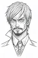 sanji one piece drawn in helltaker style , no hands, 0 hands tattoo design idea