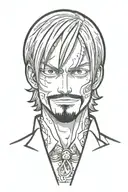 sanji one piece drawn in helltaker style , no hands, 0 hands tattoo design idea
