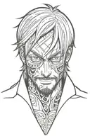 sanji one piece in an anime style , no hands, 0 hands, no face tattoos tattoo design idea