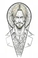 sanji one piece in an anime style , no hands, 0 hands, no face tattoos tattoo design idea