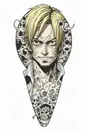 sanji one piece, no hands, 0 hands tattoo design idea