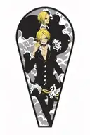 sanji one piece in a style , no hands, 0 hands, no face tattoos tattoo design idea