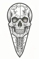 skull and knife tattoo design idea