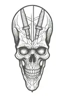 skull and knife tattoo design idea