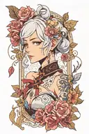 female rem rezero anime character tattoo design idea