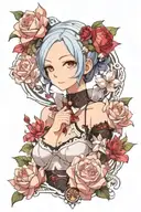 female rem rezero anime character tattoo design idea